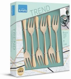 Amefa Gebaksvorkjes Austin - Vintage Goud - 6 Stuks -Exporteren Kook Geur Winkel amefa taartvorkjes austin vintage goud verpakking