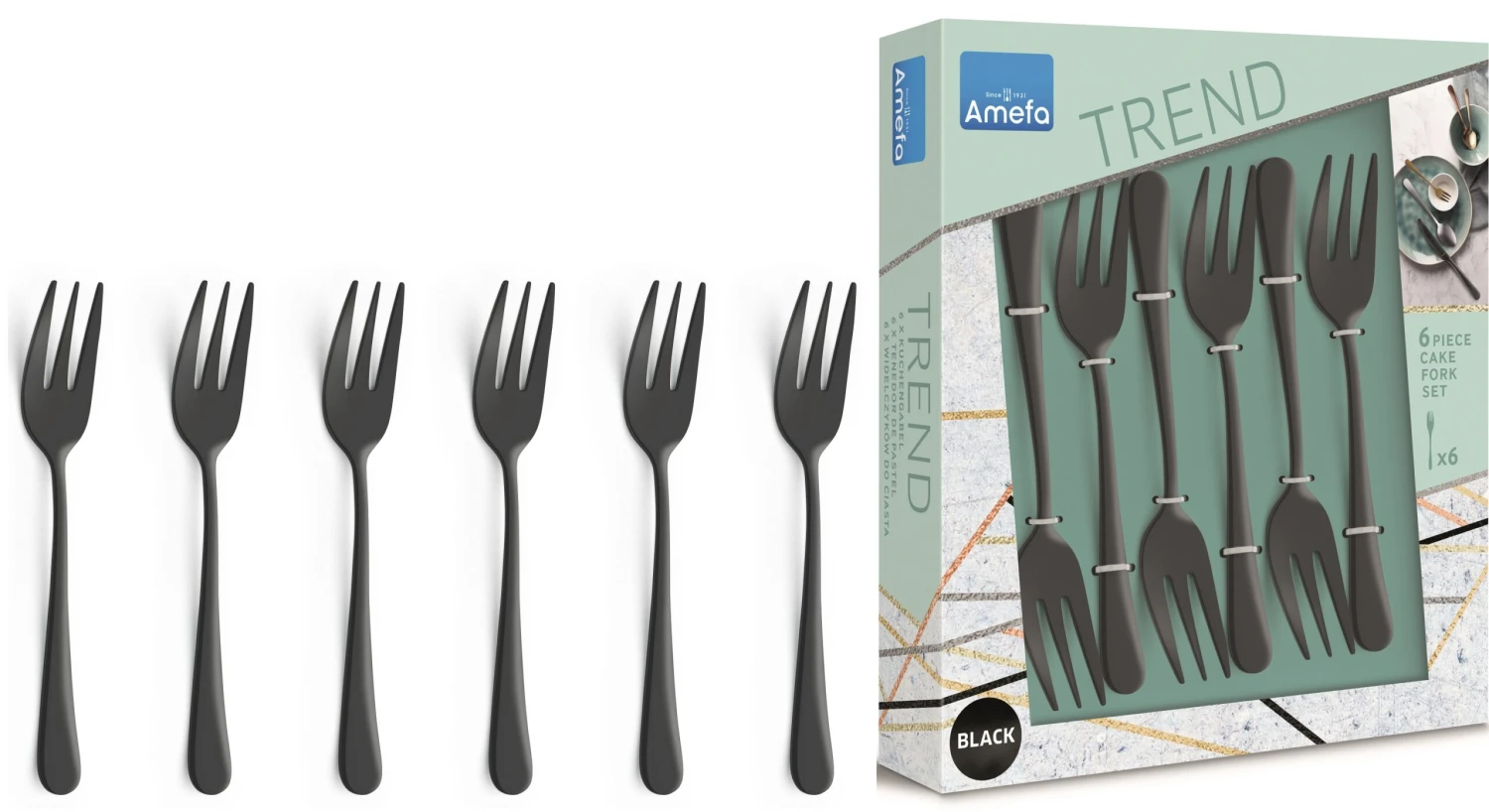 Amefa Gebaksvorkjes Austin - Vintage Zwart - 6 Stuks